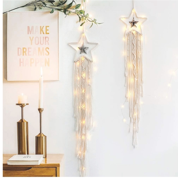 Star Fairy Light Macrame Wall Art BOHO Chic Decor - Picture 6 of 7